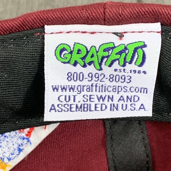 Vintage Local 103 Snapback Hat Mens Adjustable Maroon Baseball Cap Graffiti - Picture 13 of 13